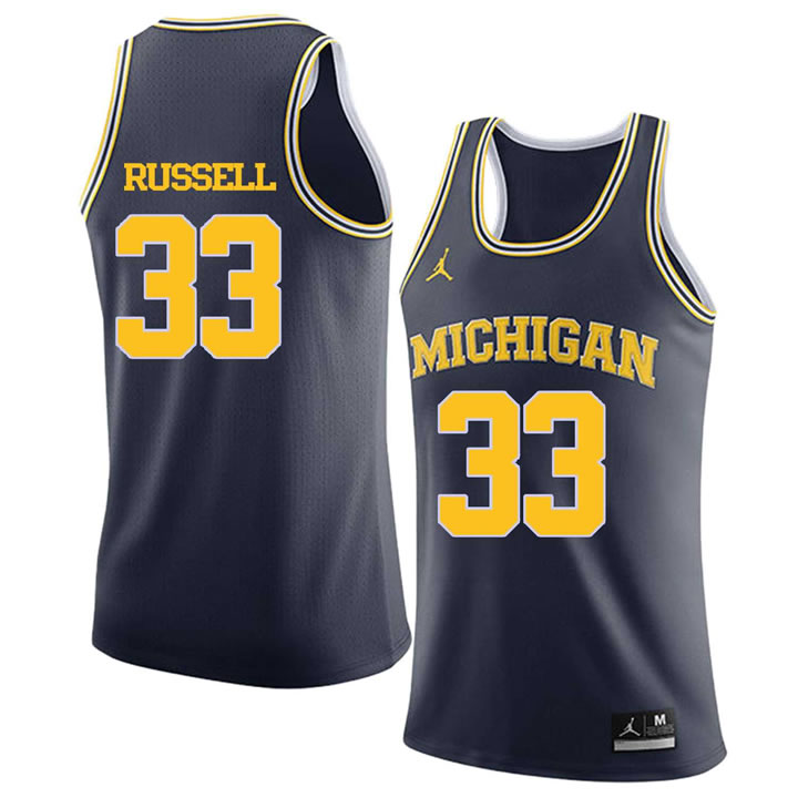 University of Michigan #33 Cazzie Russell Navy College Basketball Jersey